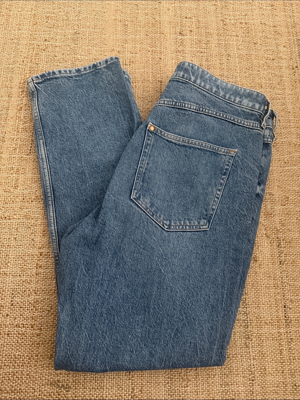 H&M High Rise Medium Wash Slim Straight Denim Jean size 10